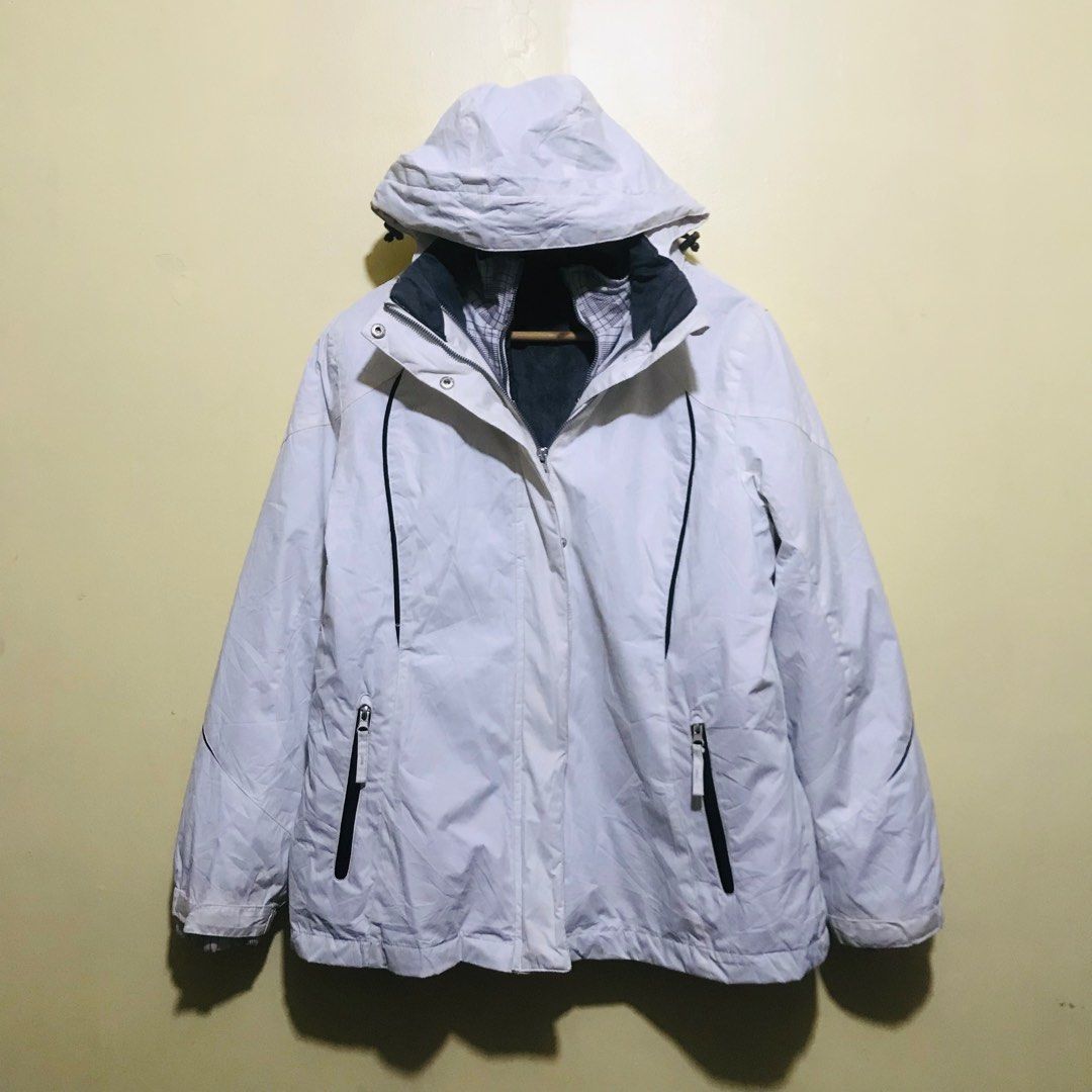2 in 1 BELOW ZERO BY ROTHSCHILD DETACHABLE PARKA WINDBREAKER JACKET COAT WHITE CHECKERED LARGE Men s Fashion Activewear on Carousell