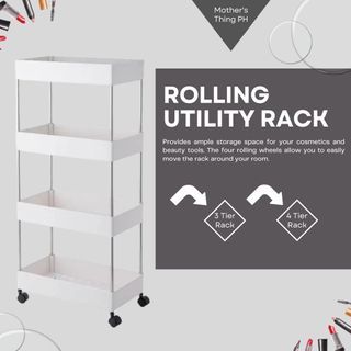 3-4 Tier Large Rolling Storage Rack Bathroom Kitchen Trolley Organizer Home Utility Cart