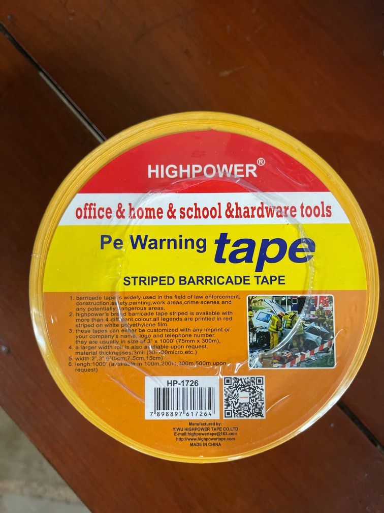 3” Yellow Caution Tape 300m (Category: Construction Tools & Equipment) located in Quezon City. Submitted by eeksells (Listing ID 1227913003, Image 2). Description: Brand new, sealed yellow caution tape Width: 3” Length: 300m MOP: gcash MOD: sdd, flash, j&t, ggx.
