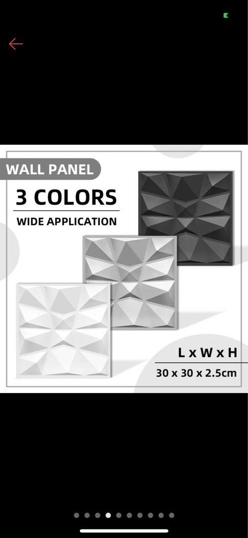 3D wall panel (Category: Wall Decor) located in Malolos. Submitted by bryroque (Listing ID 1227948743, Image 3). Description: Check out 3D Wall Panel Design Wall Sticker PVC Panel Diamond Design Wallpaper Design Home Decor Wall Decor for ₱19 - ₱29. Get it on Shopee now! https://shope.ee/8Uczu9O2zY.
