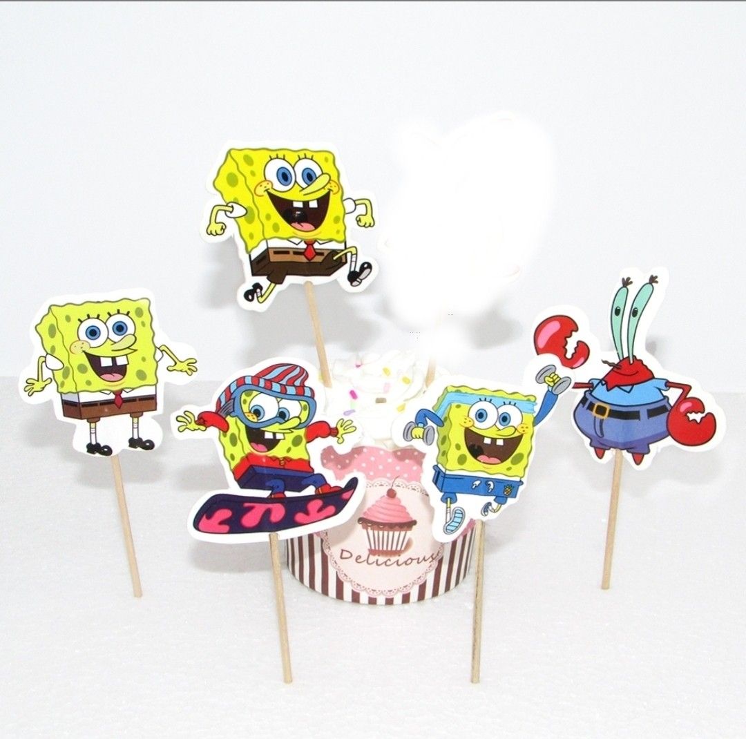 Amazon.com: Spongebob Squarepants 11 Piece Birthday Cupcake Topper Set  Featuring 2