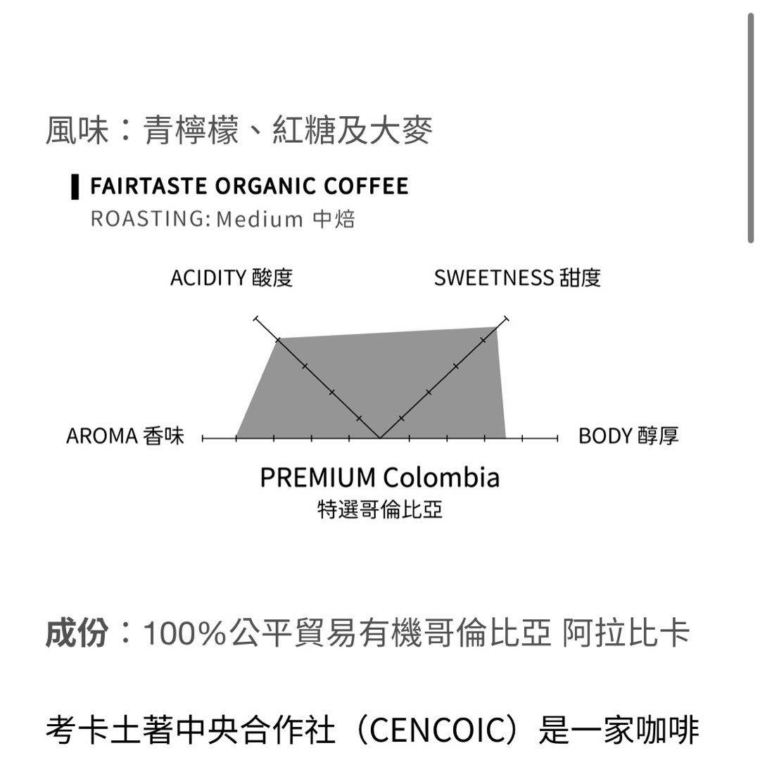 細味公平FAIRTASTE - 特選有機滴漏咖啡包-哥倫比亞(10g) Premium