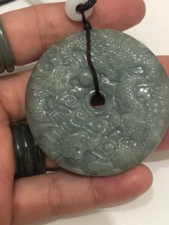 天然翡翠A貨～緬甸藍水九龍平安扣翡翠項鍊