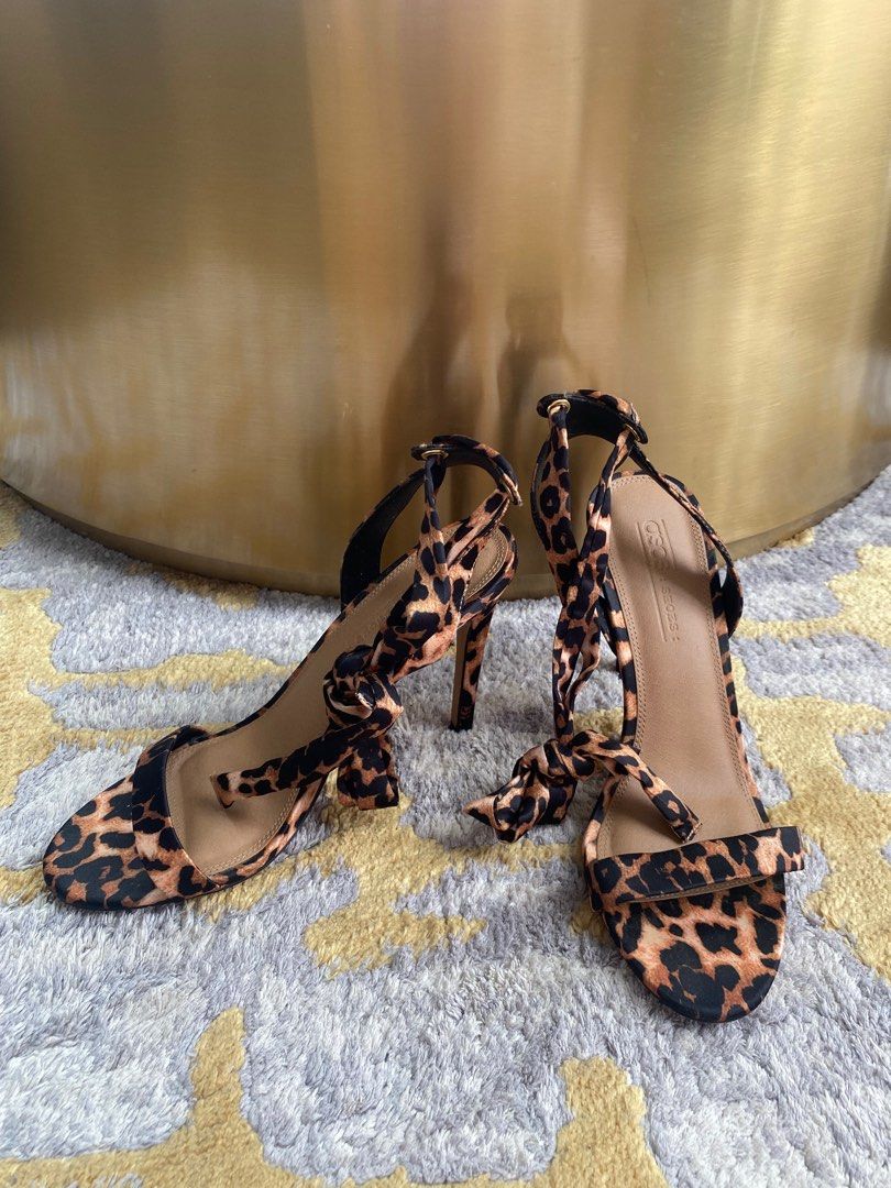 ASOS DESIGN Krissy high-heeled over the knee wedges in leopard - ShopStyle