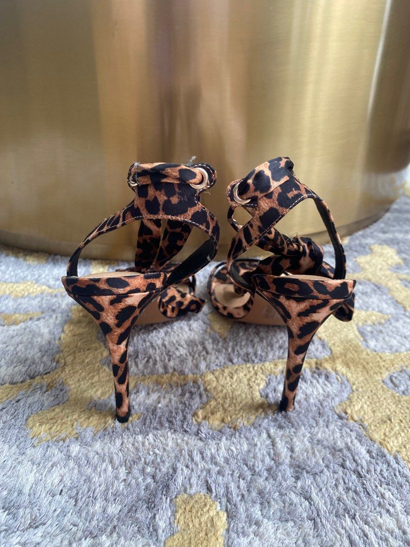 Leopard print cheap lace up heels