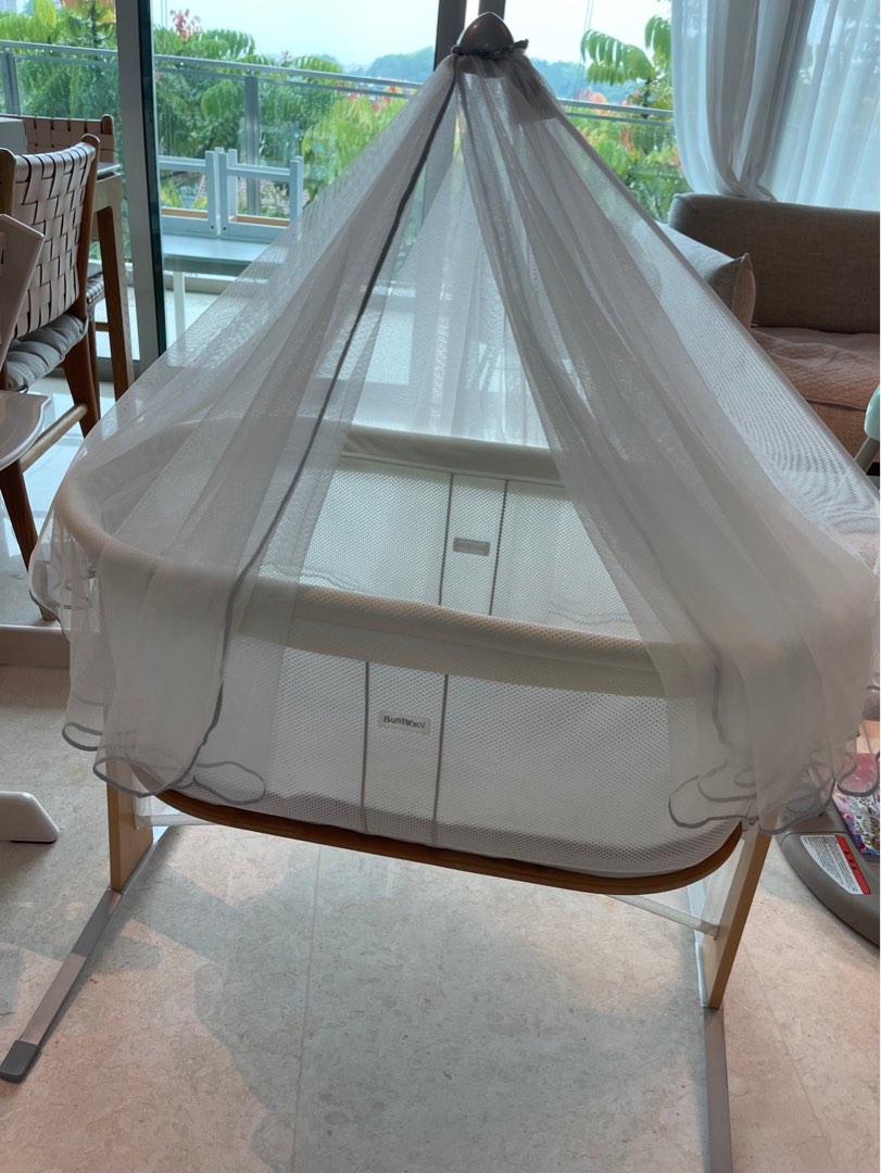 BABYBJORN Cradle, White with canopy, Babies & Kids, Baby Nursery & Kids