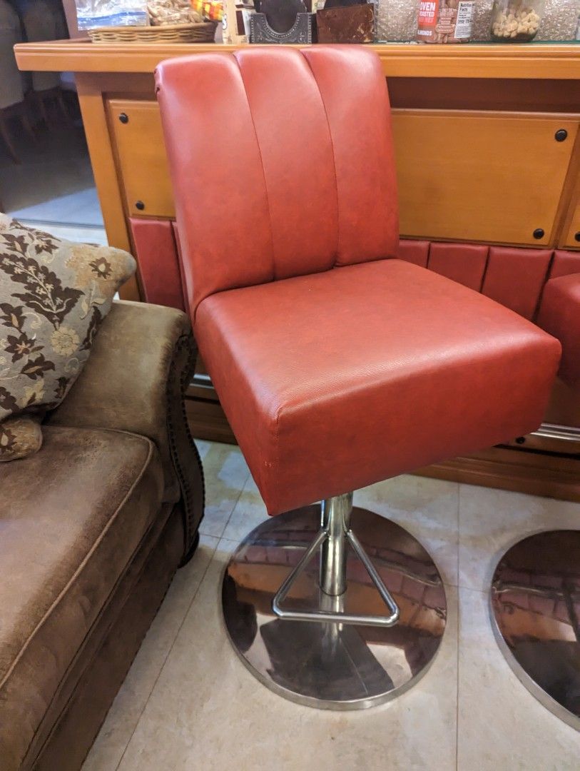 Bar Chair Stool Heavy Duty with good padding (Category: Chairs) located in Makati City. Submitted by vish37 (Listing ID 1227994340, Image 3). Description: The price is for 1 Units of custom designed heavy duty bar stools Must buy both units Very strong and heavy with good cushioning and comfort. worth every penny Red Color Height 44 inches Widths 16 inch Made for big people so its super good quality. meetup makati.