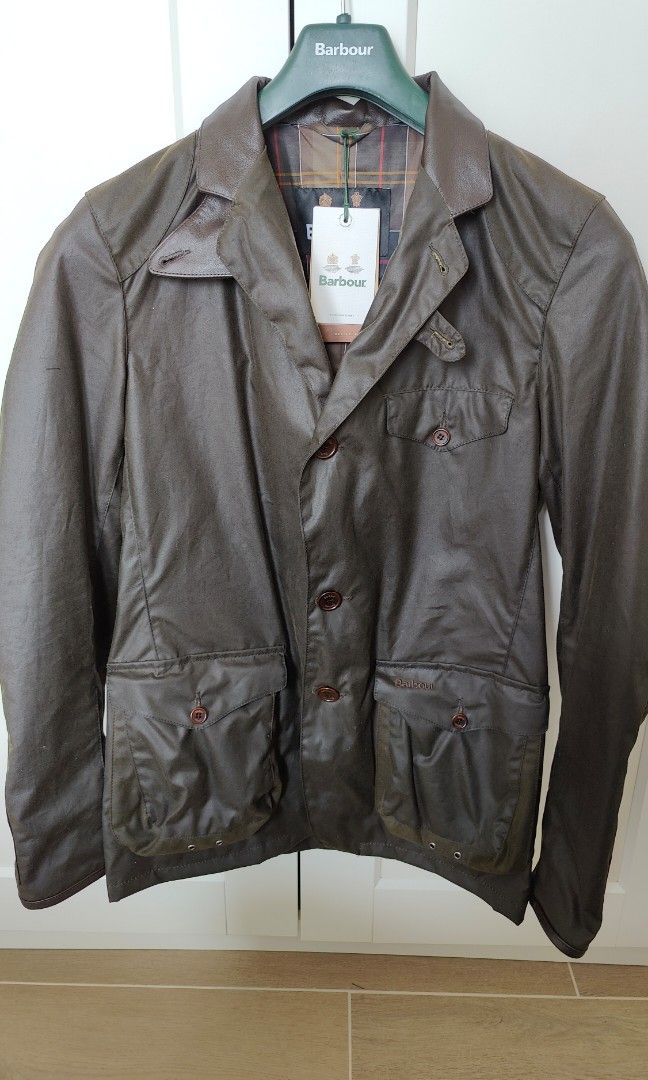 Barbour Beacon Sports Wax Jacket / olive / size M, 男裝, 外套及