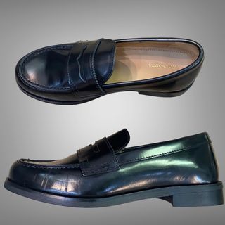 Black leather penny loafers (made in Portugal)