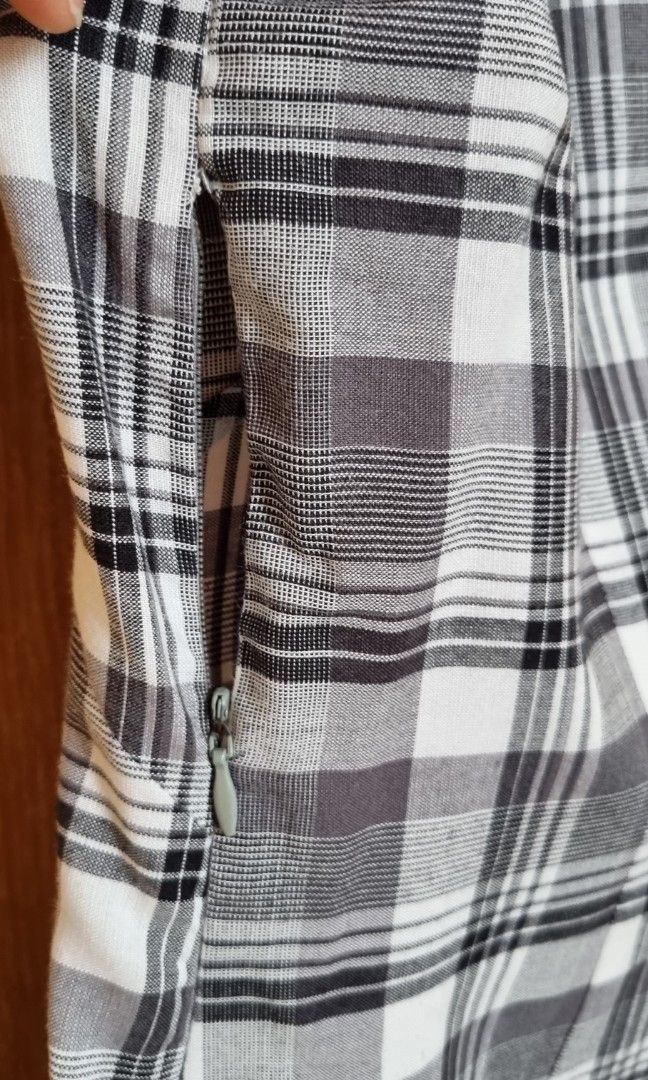 White black check dress hot sale