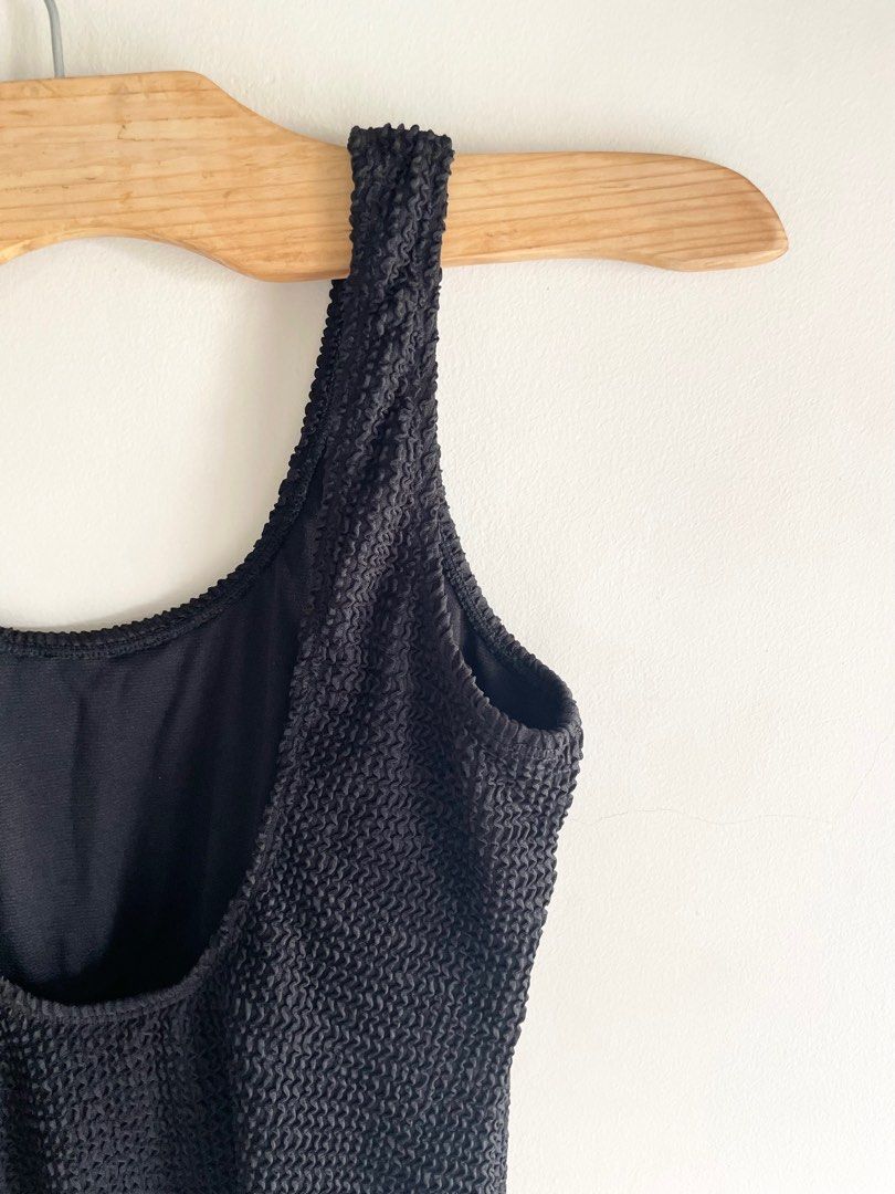 Black One Piece Swimsuit / Low back Swim Suit (H&M Inspired) / Ribbed