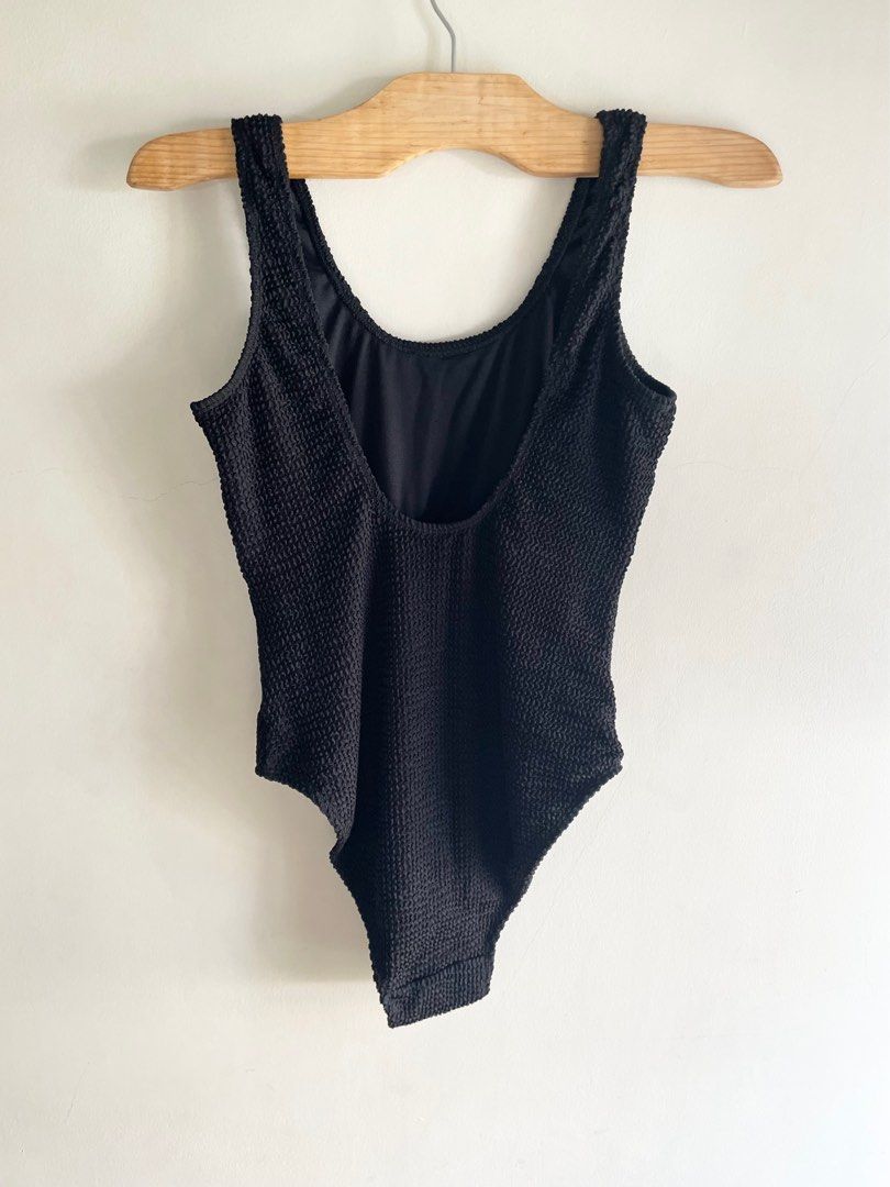 Black One Piece Swimsuit / Low back Swim Suit (H&M Inspired) / Ribbed
