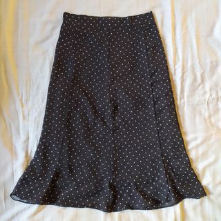 Black polka dot chiffon midi skirt