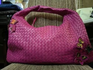 REPRICED!!Bottega Veneta Vintage - Intrecciato Hobo Bag - Purple pink-Rare (w/ butterfly trimmings)