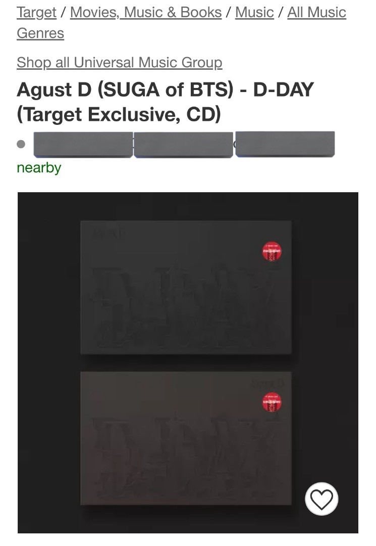 Agust D (SUGA Of BTS) D-DAY Target 限定 アイドル | welove9.org