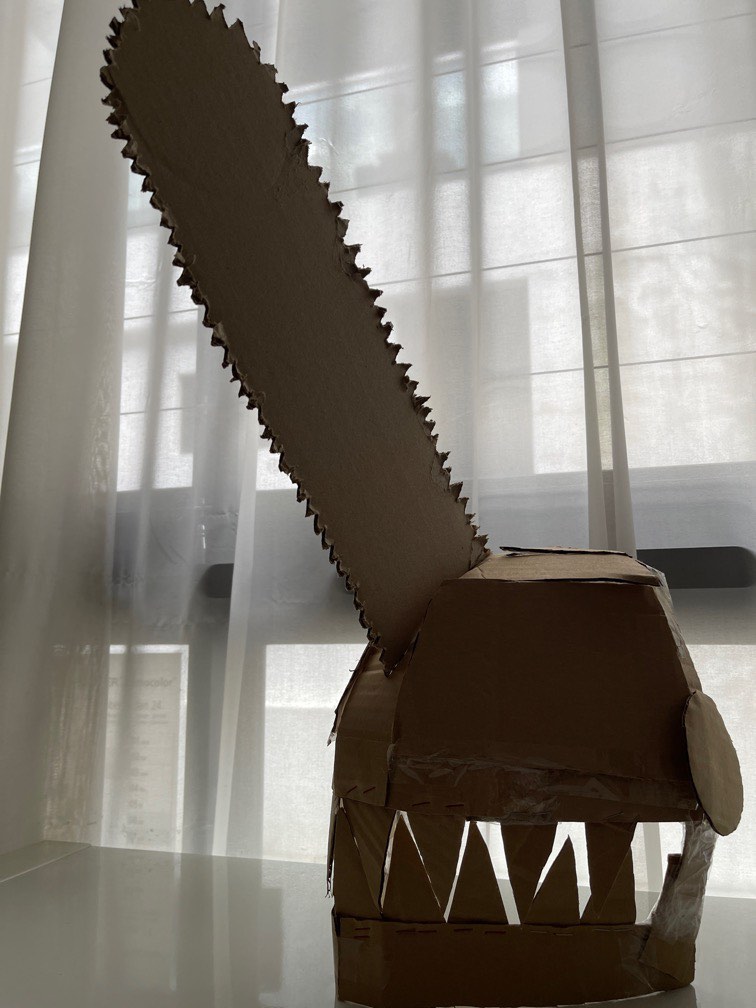 Cardboard chainsaw man helmet, Mobile Phones & Gadgets, Wearables