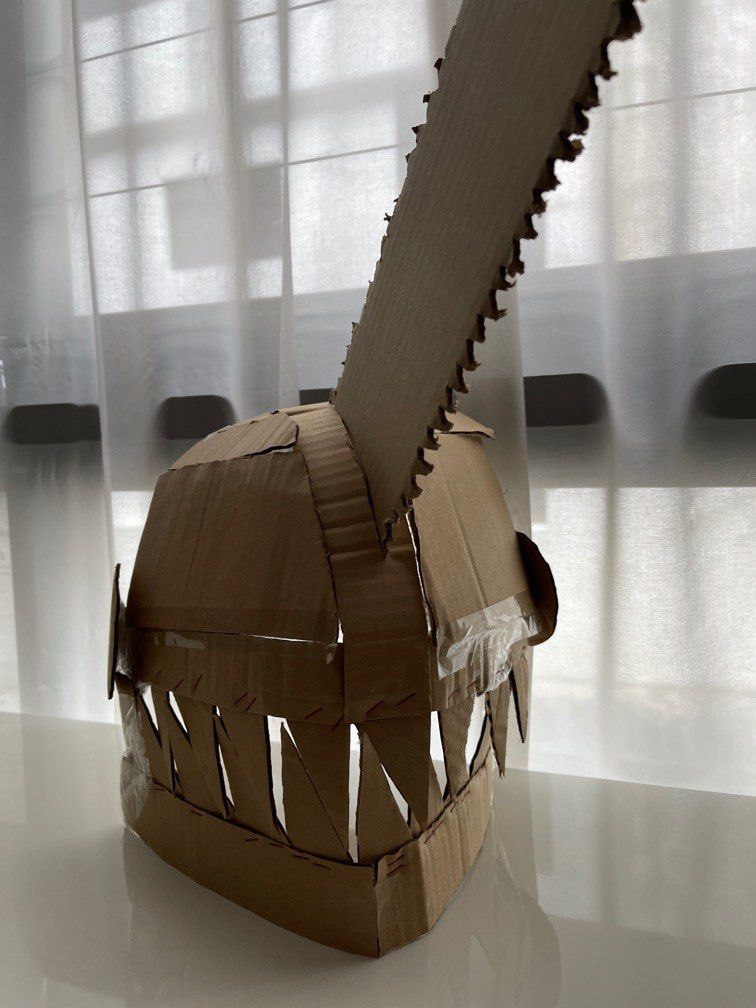 Cardboard chainsaw man helmet, Mobile Phones & Gadgets, Wearables