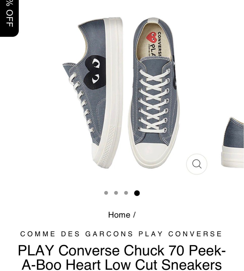 CDG PLAY Converse Chuck 70 Low Cut Sneakers in Grey Women s Fashion Footwear Sneakers on Carousell
