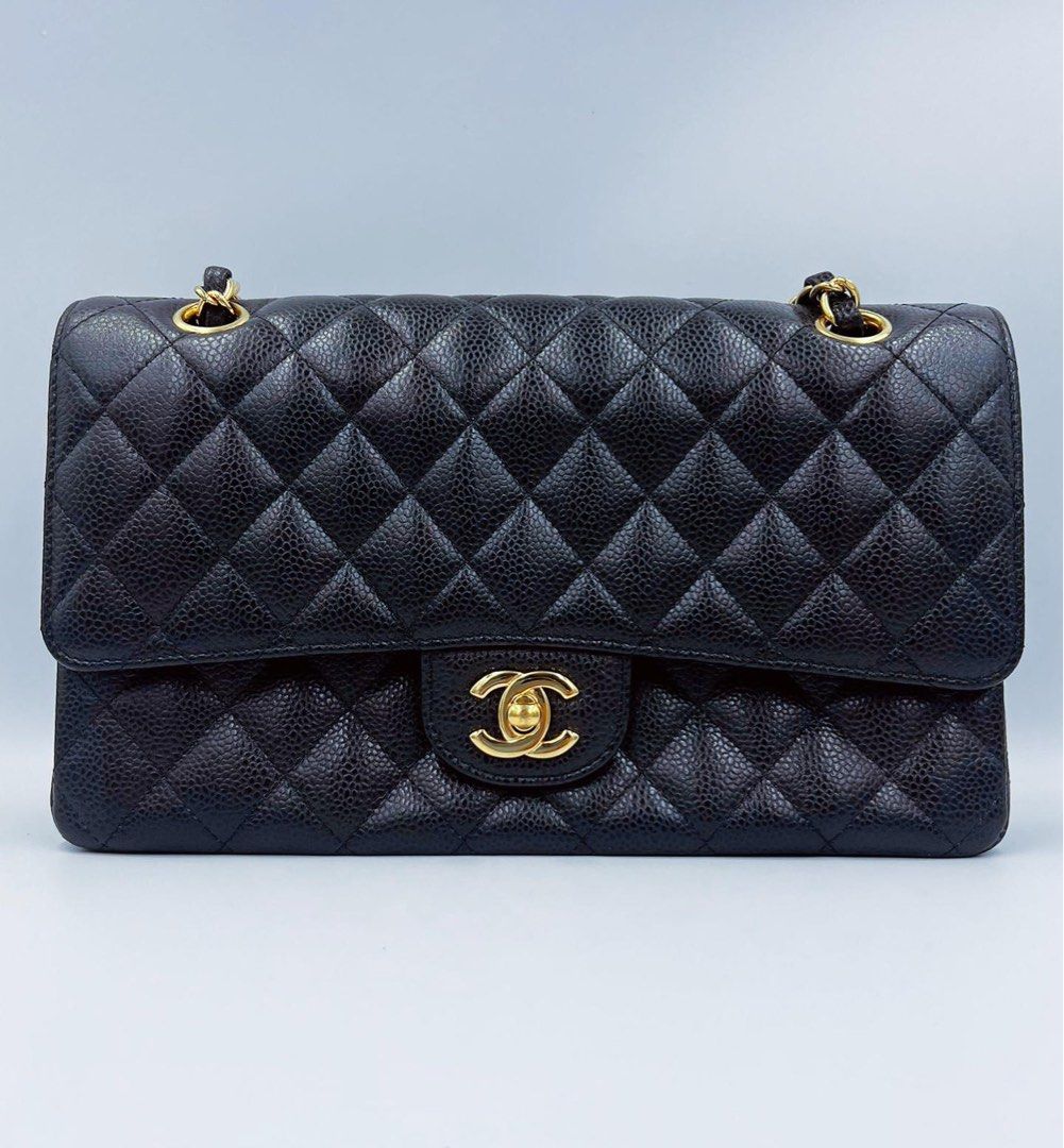 Chanel 18K Lucky Heart Charms Medium Classic Double Flap Bag Black