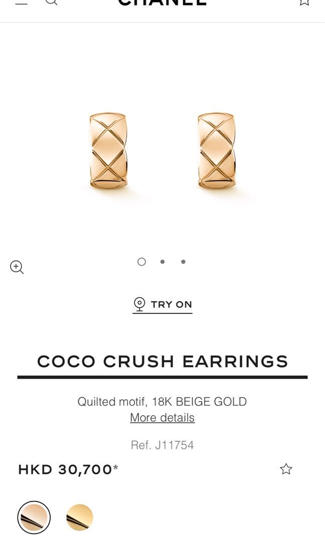 Chanel coco crush earrings 耳環, 名牌, 飾物及配件- Carousell