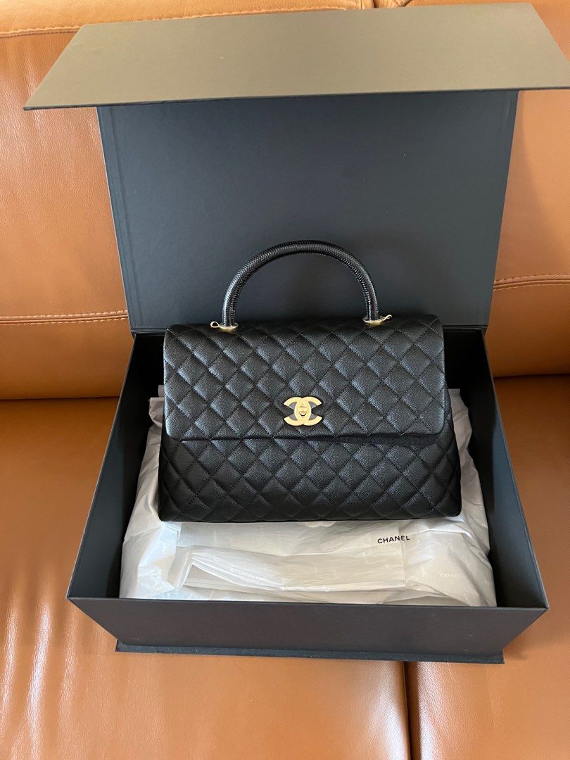 Chanel Classic Quilted Coco Lizard Handle