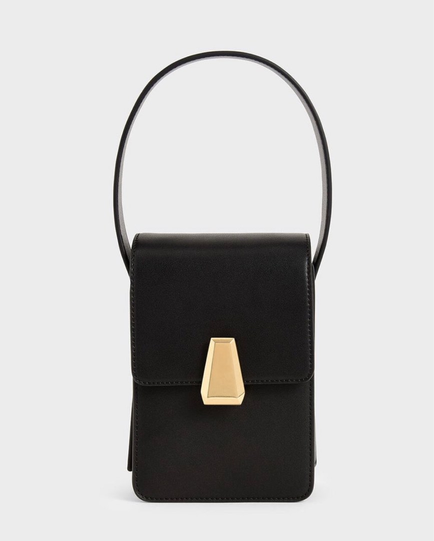 Charles & Keith Elongated Front Flap Bag In Black, Women's Fashion ...