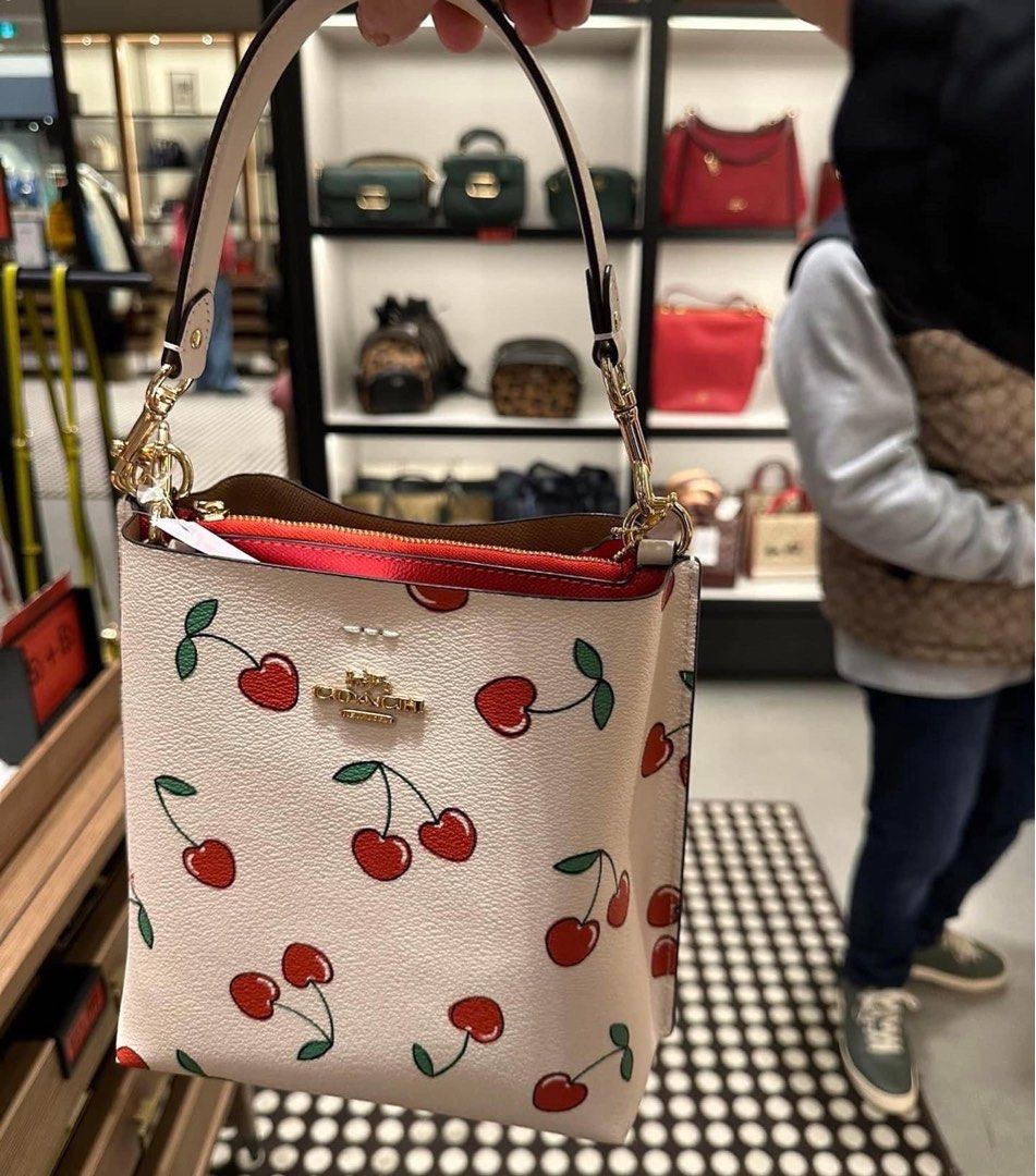 Cherry Print Bucket Bag