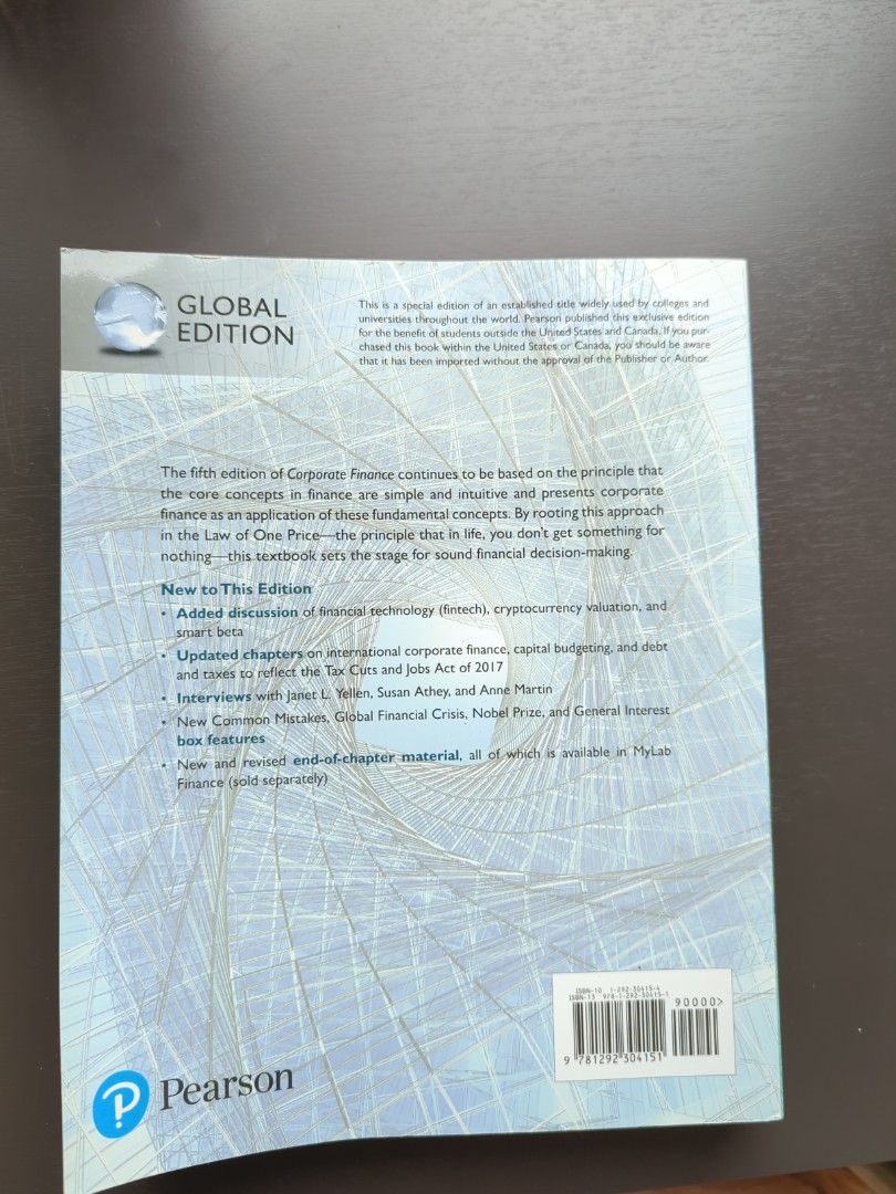 Corporate Finance Global Edition Fifth edition Jonathan Berk Peter