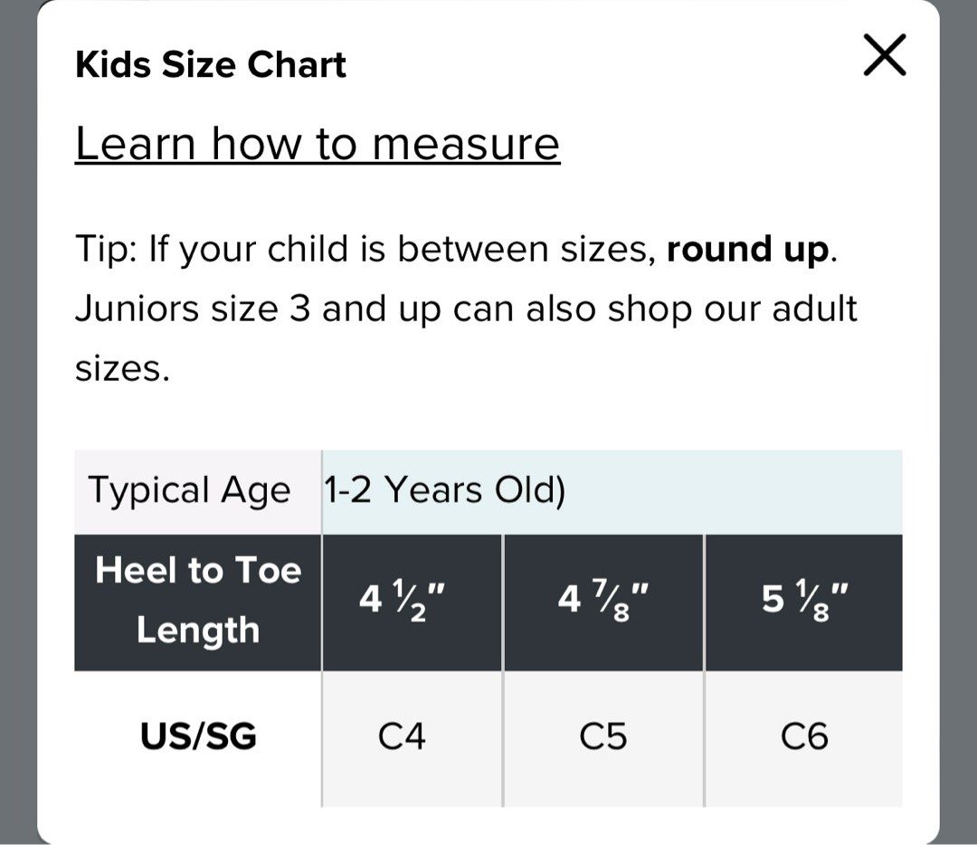 Crocs baby sales size chart