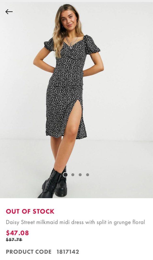 Daisy Street Milkmaid Midi Dress in Grunge Floral Women s Fashion