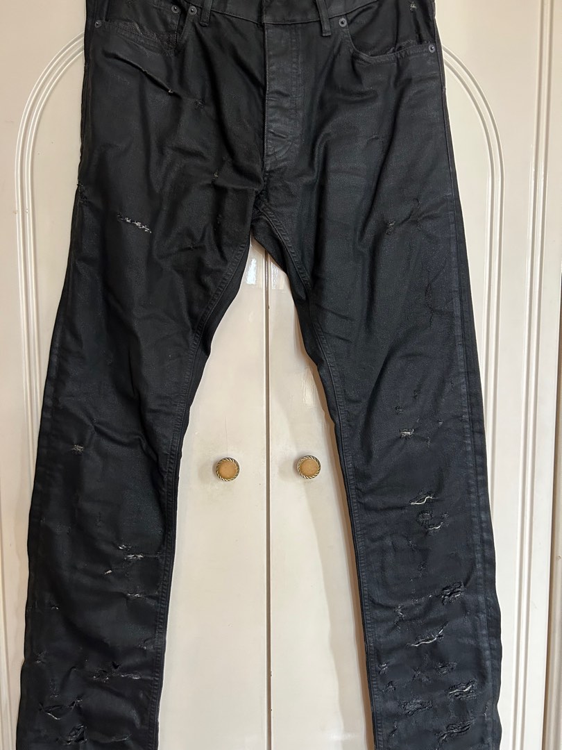 Dior Homme 04ss strip black wax destroyed jeans Carousell