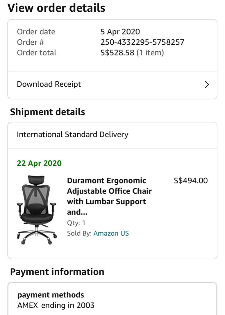 [Free delivery] Duramont Ergonomic Office Chair, Furniture & Home