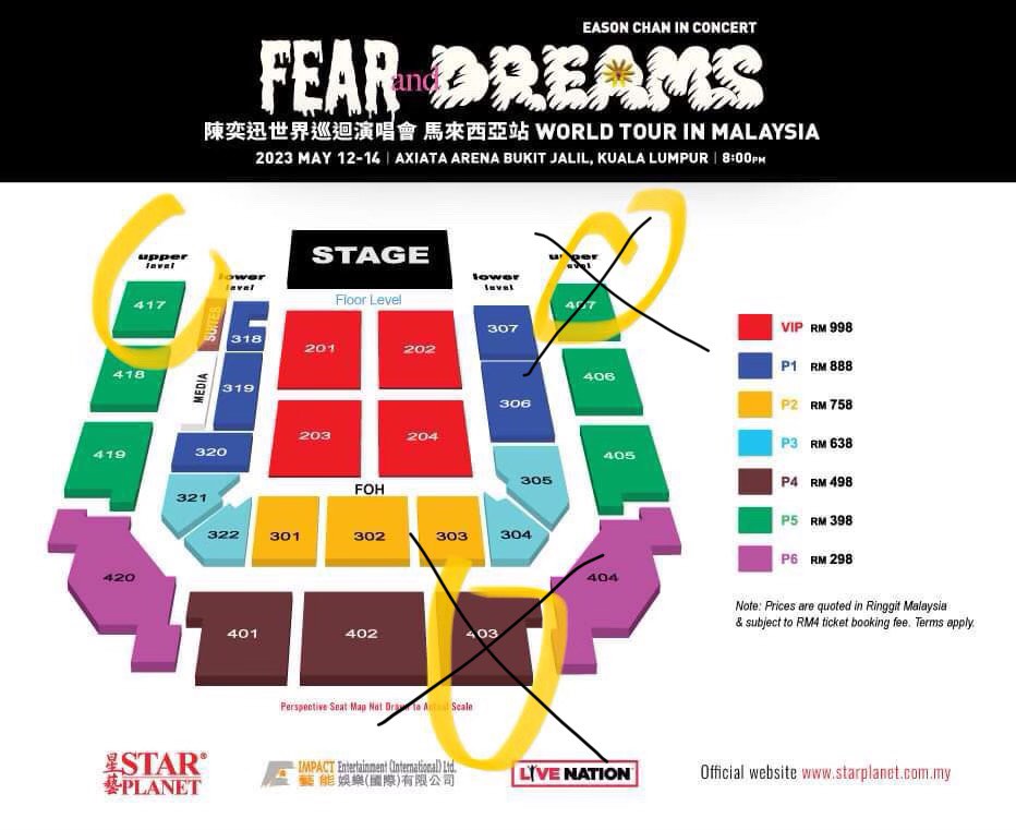EASON CHAN FEAR AND DREAMS WORLD TOUR IN MALAYSIA concert ticket