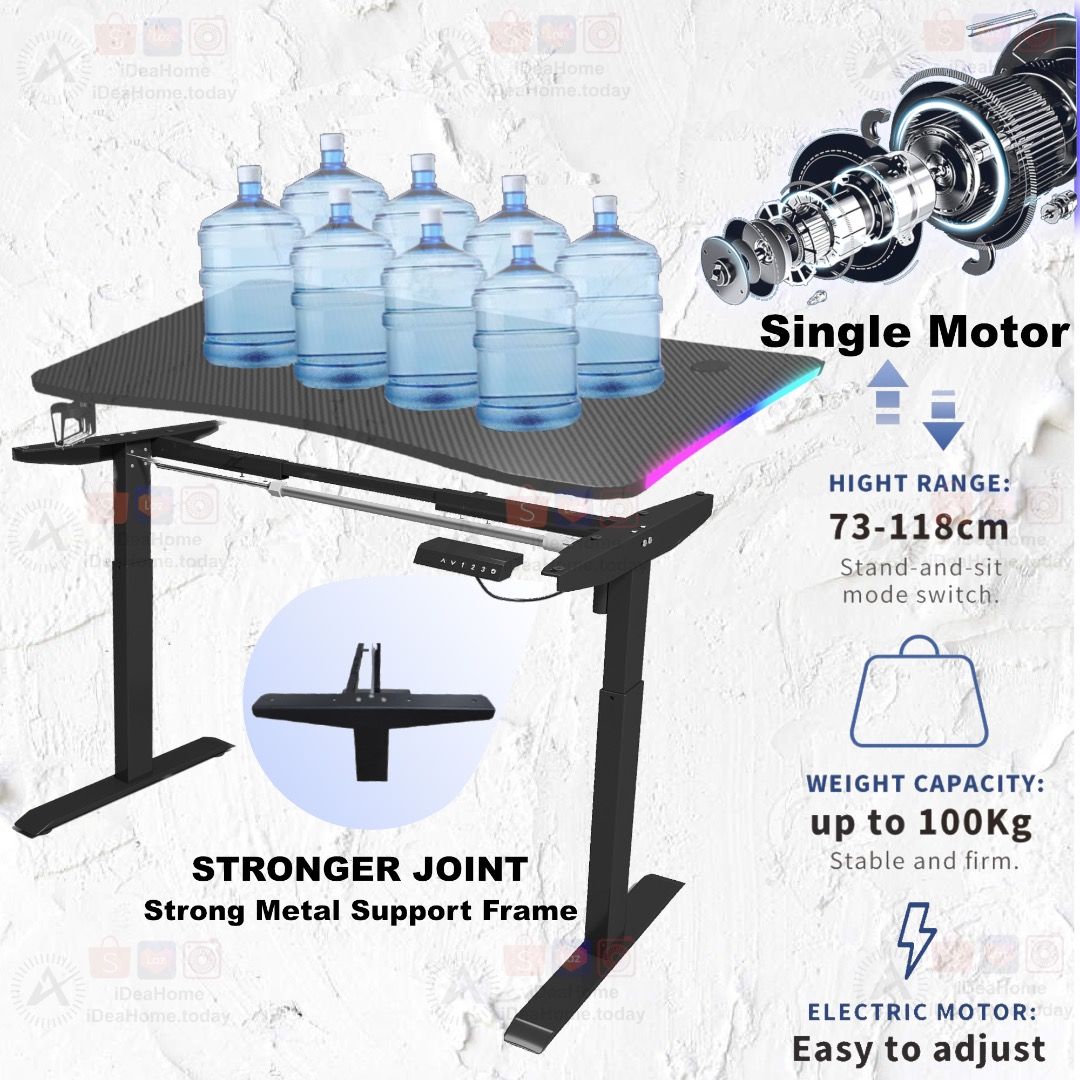 Electrical Standing DESK RGB Gaming Desk with Led Lights, Table ...