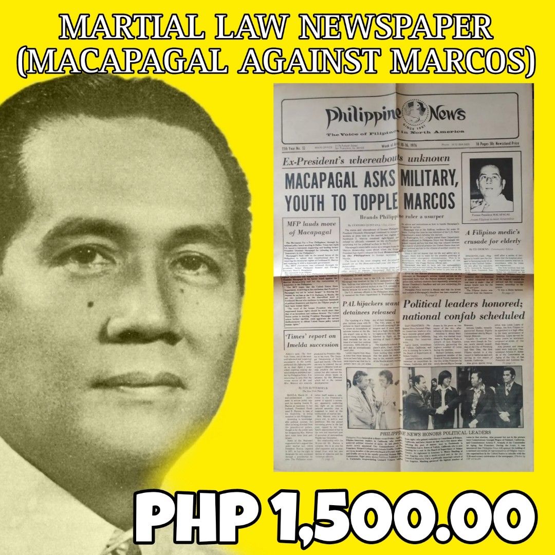 (EXTREMELY RARE) Martial Law 1976 Macapagal vs. Ferdinand Marcos