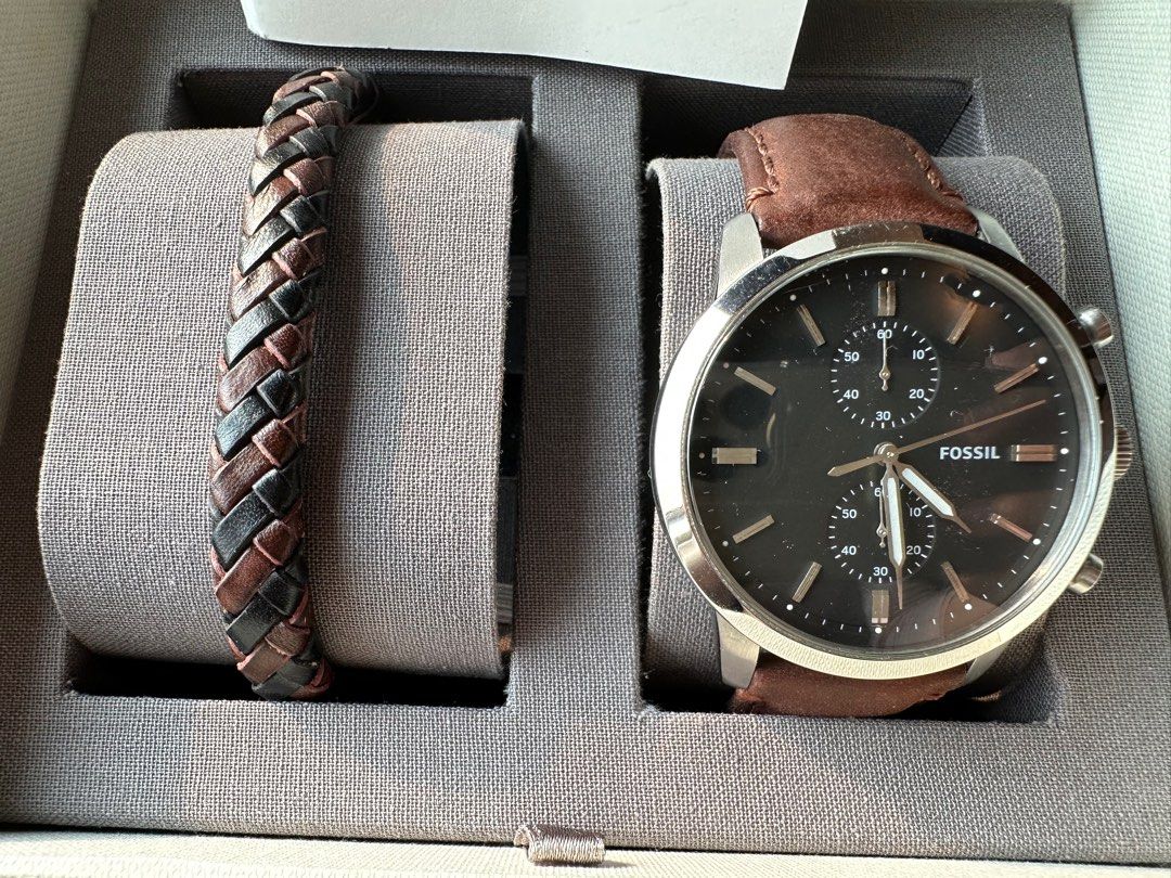 Fossil FS5394SET Leather Townsman Wrist Watch Men s Fashion