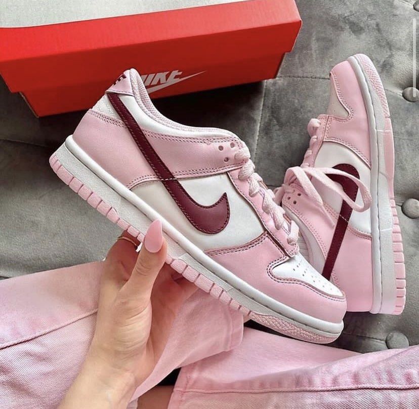 GS4 7Y Nike Dunk Low Pink Foam Red White GS Women