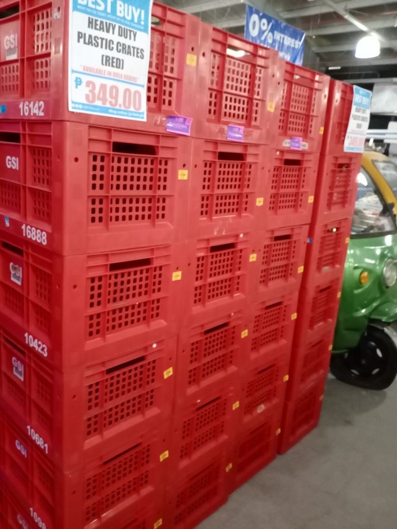 Heavy Duty Plastic crates 23.5" x 15.5" x 12" inches, Furniture & Home