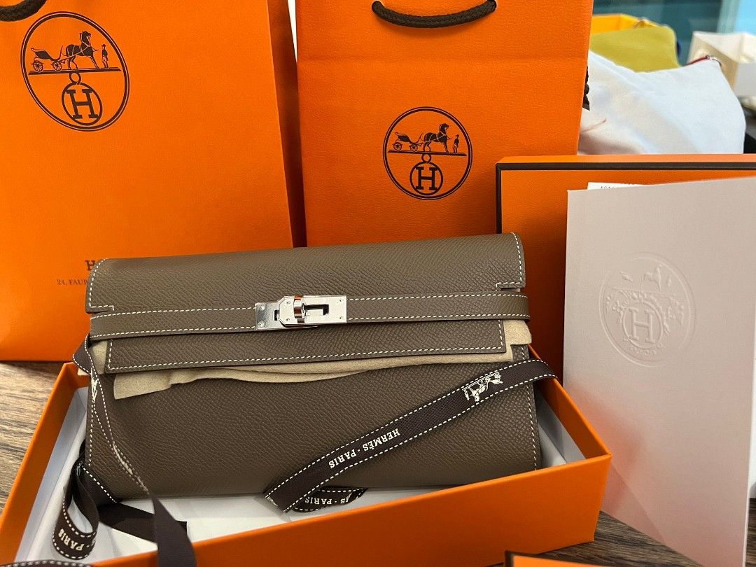 Hermes Kelly Wallet Etoupe Epsom with silverware, Luxury, Bags