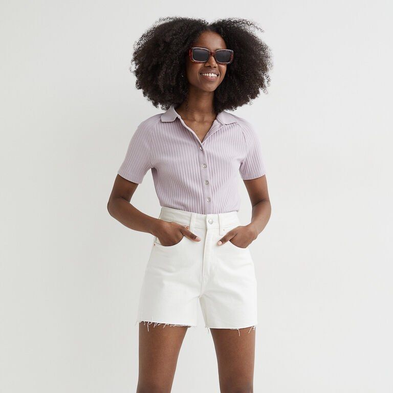 H M High Waist Denim shorts Cream Women s Fashion Bottoms