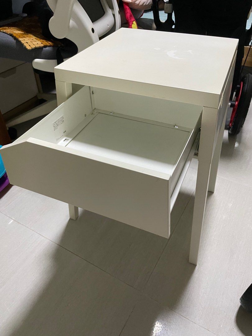 Ikea metallic bedside table with drawer, Furniture & Home Living