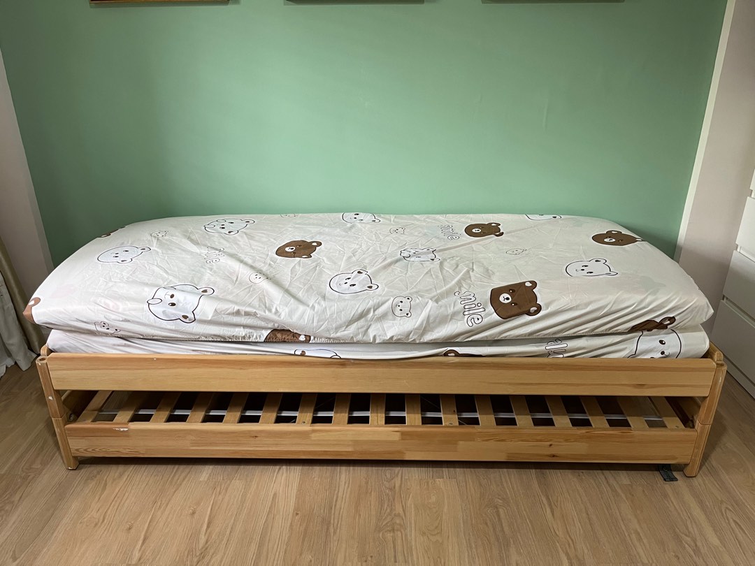 utåker stackable bed with 2 mattresses pine husvika