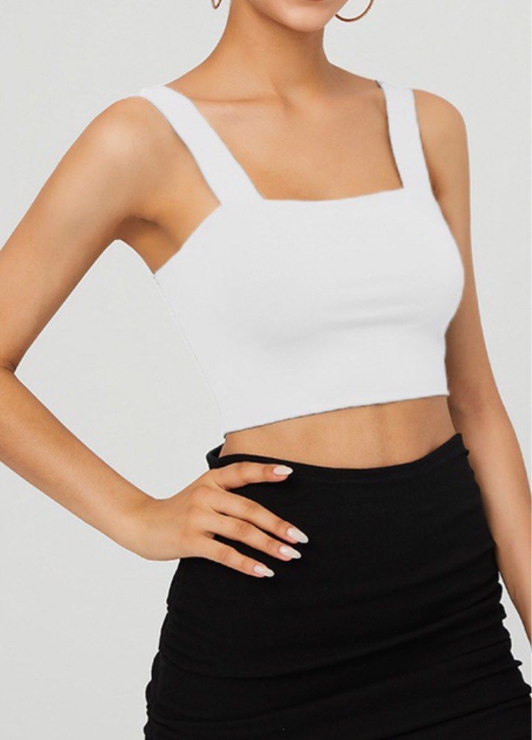 White square neck shop spaghetti strap top