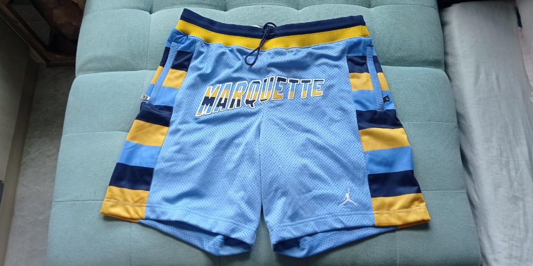 Jordan Mens Just Don Marquette Shorts Blue/Yellow Size XXL 