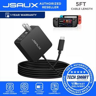 JSAUX 45W USB C Power Charger for Steam Deck, 5FT Cable Type-C PD 3.0 Fast Charger USB C Wall Adapter Compatible with Steam Deck, Switch, MacBook Pro/Air, Samsung Galaxy S23 S22, iPad Pro/Air, Pixel CH4502