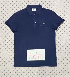 Lacoste Navy Polo Shirt with Pocket Foldable