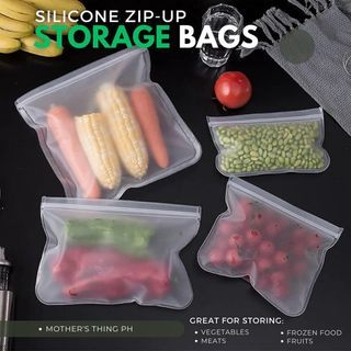 Leakproof Silicone Food Storage Bag Reusable Quick Seal Ziplock Refrigerator Freezer Organizer Pouch
