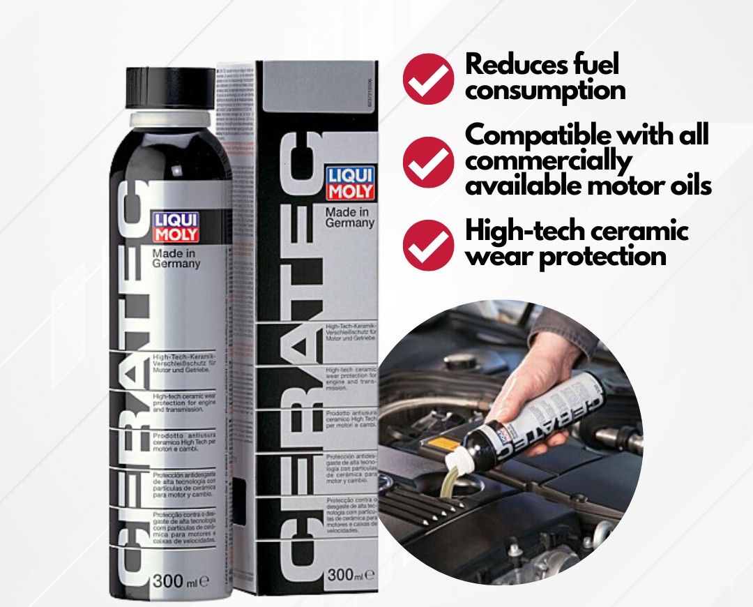Liqui Moly Ceratec 300ml engine oil additive - ceramic wear protection,  reduces fuel consumption, makes engine smoother, Car Accessories,  Accessories on Carousell