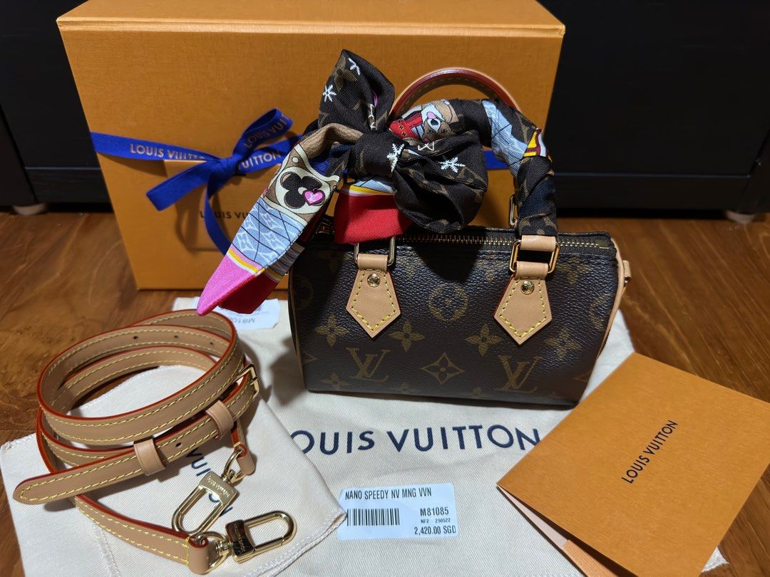 MINT in Box Louis Vuitton Nano Speedy Monogram Bandouliere Adjustable Strap