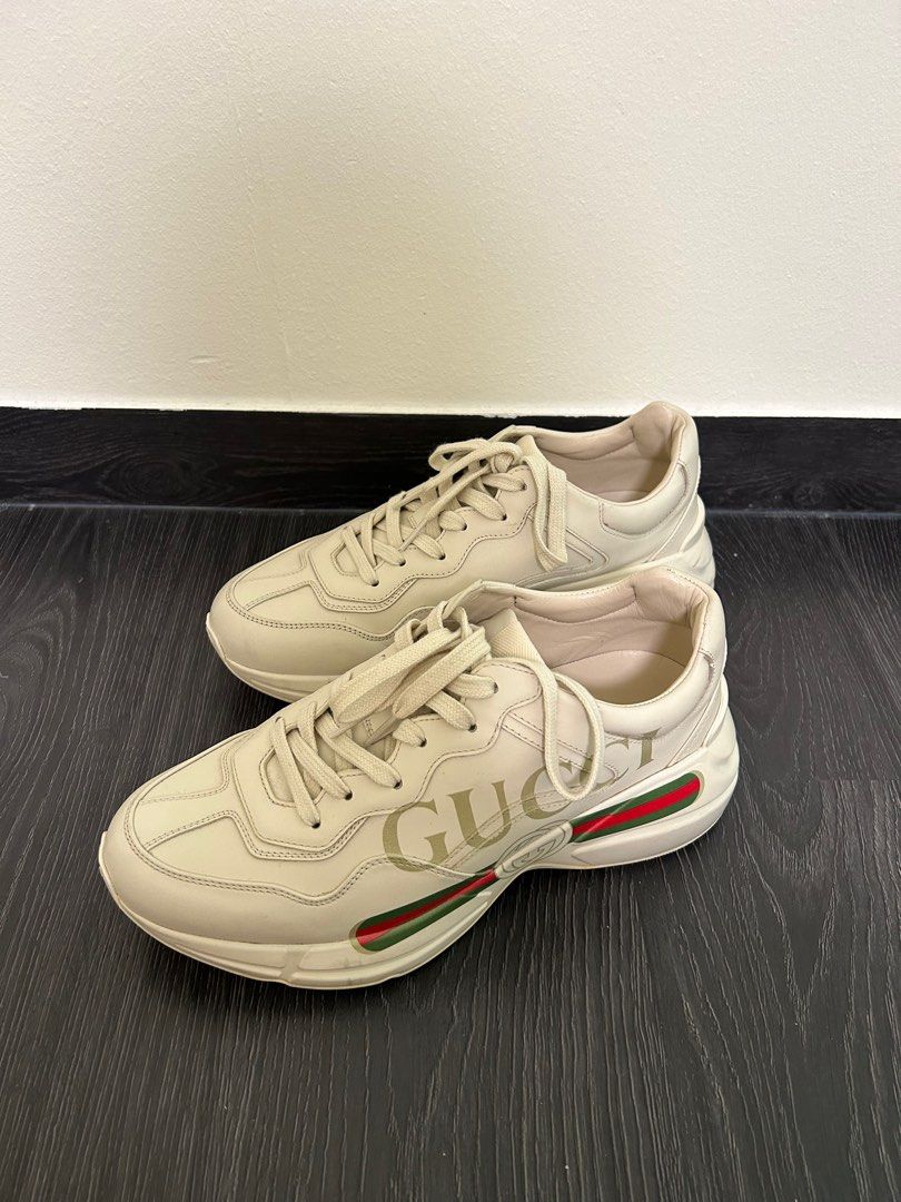 GG Men's Rhyton Sneaker Milk White Pink Calfskin 524491